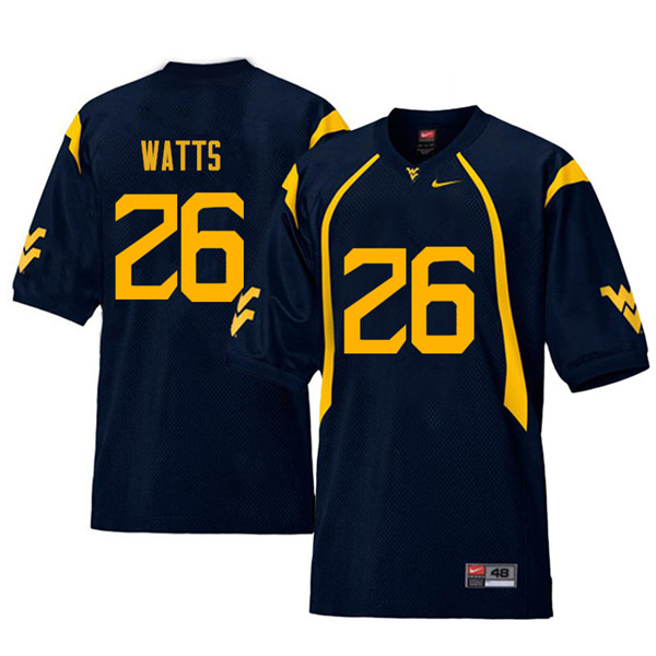 Men #26 Connor Watts West Virginia Mountaineers Retro College Football Jerseys Sale-Navy - Click Image to Close